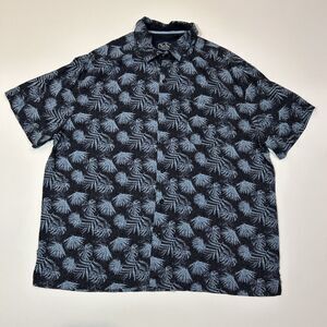 Nat Nast Mens Shirt Size XL Extra Large Blue Short Sleeve Button Up Silk